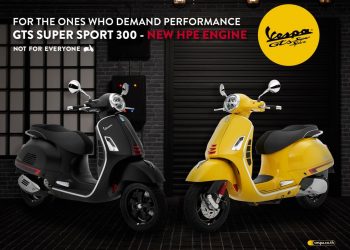 “Vespa GTS Super Sport 300 HPE” ใหม่ มาพร้อมขุมพลังที่แรงขึ้น 12%