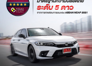 ฮอนด้า ซีวิค ใหม่ คว้ามาตรฐานความปลอดภัย ASEAN NCAP 2021 ระดับ 5 ดาว