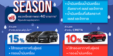 ฮุนไดจัดแคมเปญ “Happy Rainy Season” มอบบริการตรวจเช็คสภาพรถยนต์ฟรี 40 รายการ พร้อมส่วนลดพิเศษค่าอะไหล่