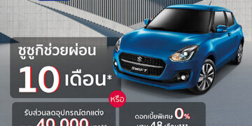 SUZUKI SWIFT ยอดขายปี 2565 เติบโตเพิ่ม 3% พร้อมนำเสนอโปรโมชันพิเศษดอกเบี้ย 0% พร้อมช่วยผ่อนนาน 10 เดือน