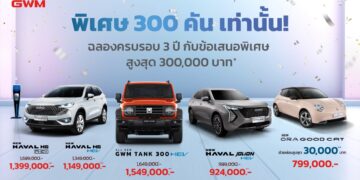 เกรท วอลล์ มอเตอร์ ฉลองครบรอบ 3 ปีอย่างยิ่งใหญ่ อัดโปรโมชันสุดคุ้มให้กับรถยนต์ทุกรุ่นแบบจัดเต็มจำนวนจำกัดพิเศษเพียงแค่ 300 คันเท่านั้น รับดีลพิเศษได้แล้วตั้งแต่วันนี้จนถึง 7 เมษายนนี้