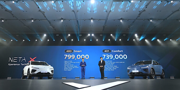 NETA เปิดตัว NETA X รถยนต์พลังงานไฟฟ้าสไตล์ SUV อย่างเป็นทางการสู่ตลาดเมืองไทย ราคาเริ่มต้น 739,000 บาท จองวันนี้รับข้อเสนอสุดพิเศษเฉพาะช่วงเปิดตัว