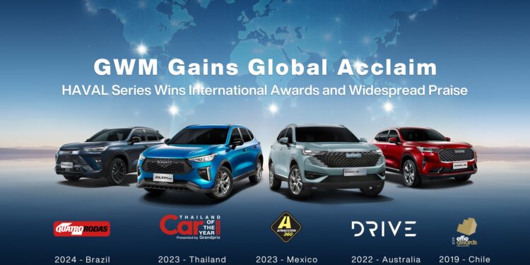 เกรท วอลล์ มอเตอร์ ชูความสำเร็จ GWM HAVAL คว้า 5 รางวัล จาก 5 ประเทศ การันตีรถยนต์เอสยูวีพลังงานใหม่คุณภาพสูงพร้อมเทคโนโลยีอันล้ำสมัย ตอกย้ำความไว้วางใจจากลูกค้าทั่วโลก
