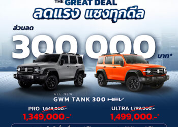 เกรท วอลล์ มอเตอร์ เร่งเครื่องต่อเนื่อง อัดโปรฯ ใหญ่เอาใจสายลุยและสายชิค มอบข้อเสนอสุดพิเศษของ TANK และ ORA 07 กับส่วนลดสูงสุดถึง 300,000 บาท ตลอดเดือนตุลาคมนี้!