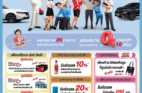 ฮอนด้า ส่งแคมเปญ “Honda, We are family เพราะเราคือครอบครัวฮอนด้า ตอบแทนความผูกพันให้ลูกค้าฮอนด้าด้วยสิทธิพิเศษ ณ ศูนย์บริการฮอนด้าทั่วประเทศ ตั้งแต่ ต.ค. – ธ.ค. 2567