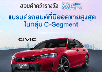 ฮอนด้า คว้ารางวัล “แบรนด์รถยนต์ที่มียอดขายสูงที่สุดในกลุ่ม C-Segment“ ในงาน THAILAND CAR OF THE YEAR 2025 โดย สรยท. ตอกย้ำความเชื่อมั่น ด้วยความไว้วางใจจากผู้ใช้งานทั่วประเทศ