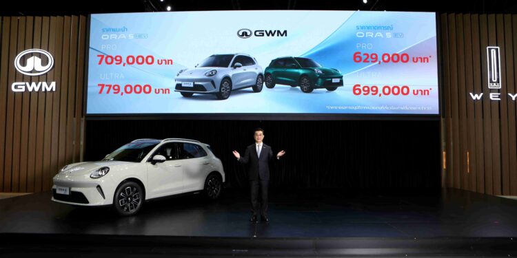 GWM เปิดราคา GWM ORA 5 สองขุมพลัง ราคาแนะนำช่วงเปิดตัวรุ่น HEV 709,000-779,000 บาท และราคาคาดการณ์รุ่น EV 629,000-699,000 บาท* พิเศษเพียง 1,000 คัน พร้อม GWM TANK 300 DIESEL Forest Phantom Limited Edition ที่ 1,349,000 บาท เพียง 300 คัน