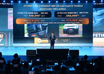 OMODA & JAECOO เปิดตัว JAECOO 6T REEV รถ REEV ขับเคลื่อนสี่ล้อรุ่นแรกของไทย ขับได้ไกลกว่า ลุยได้ทุกเส้นทาง ยกระดับทางเลือกใหม่ของคนไทย ด้วยเทคโนโลยี REEV ในราคาต่ำล้านบาท